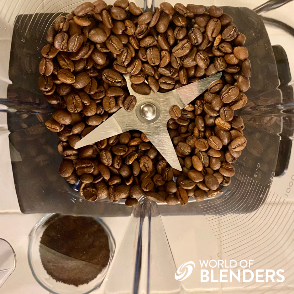 coffee beans in a blender