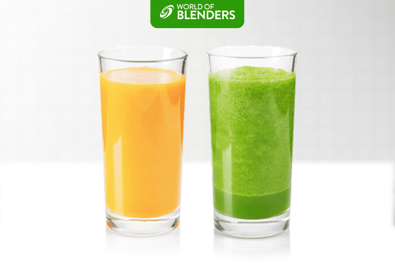 Juice and smoothie side by side