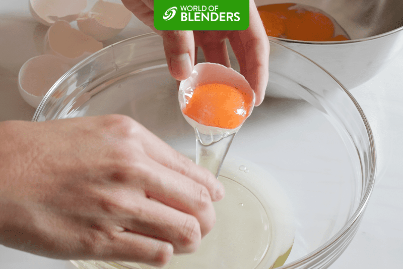 cracking eggs and separating egg yolk from egg white