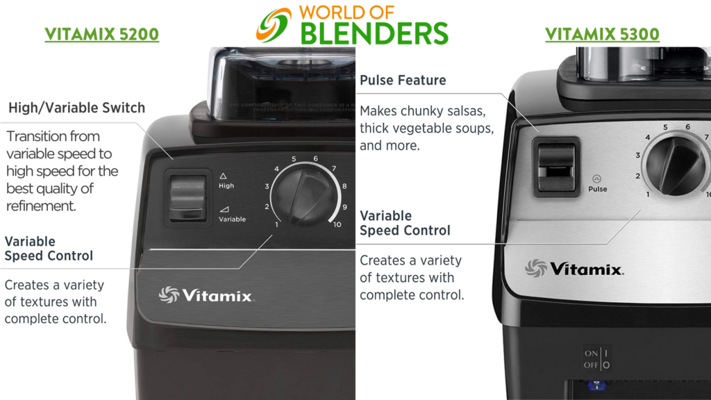 comparison of the control panels on the vitamix 5200 and vitamix 5300