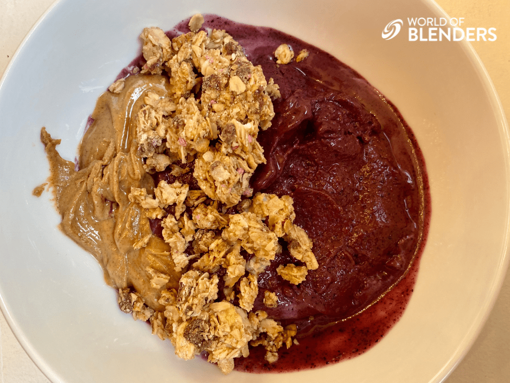 smoothie bowl with granola and peanut butter