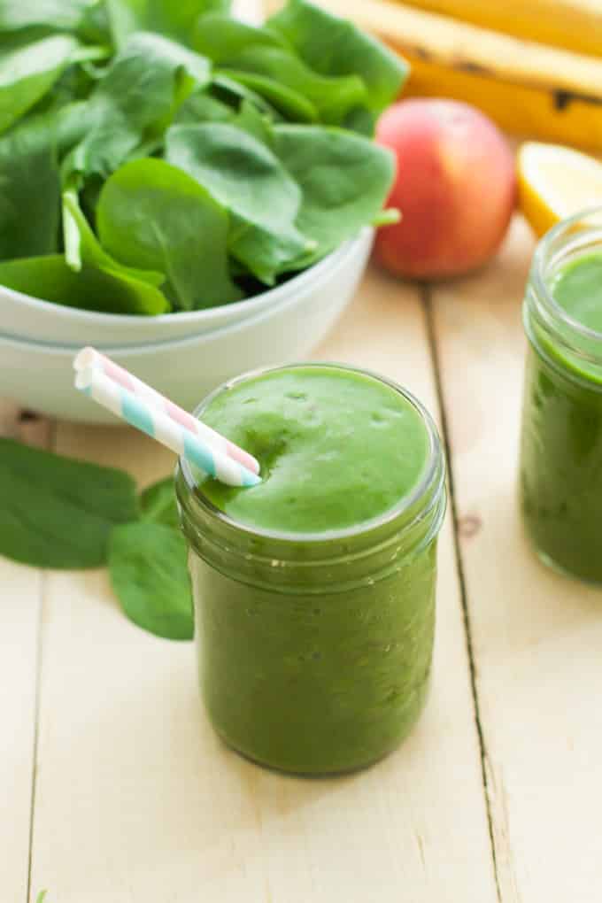 Peach green smoothie by Primavera Kitchen