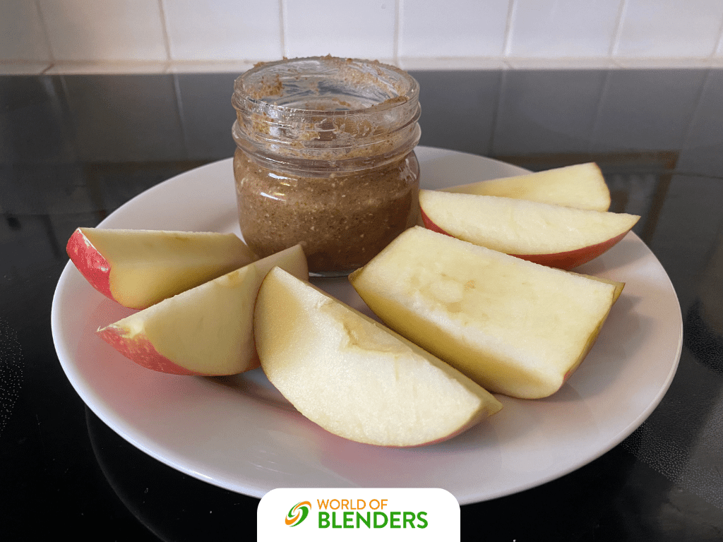 plate of pecans and apples. pecan butter made in nutribullet