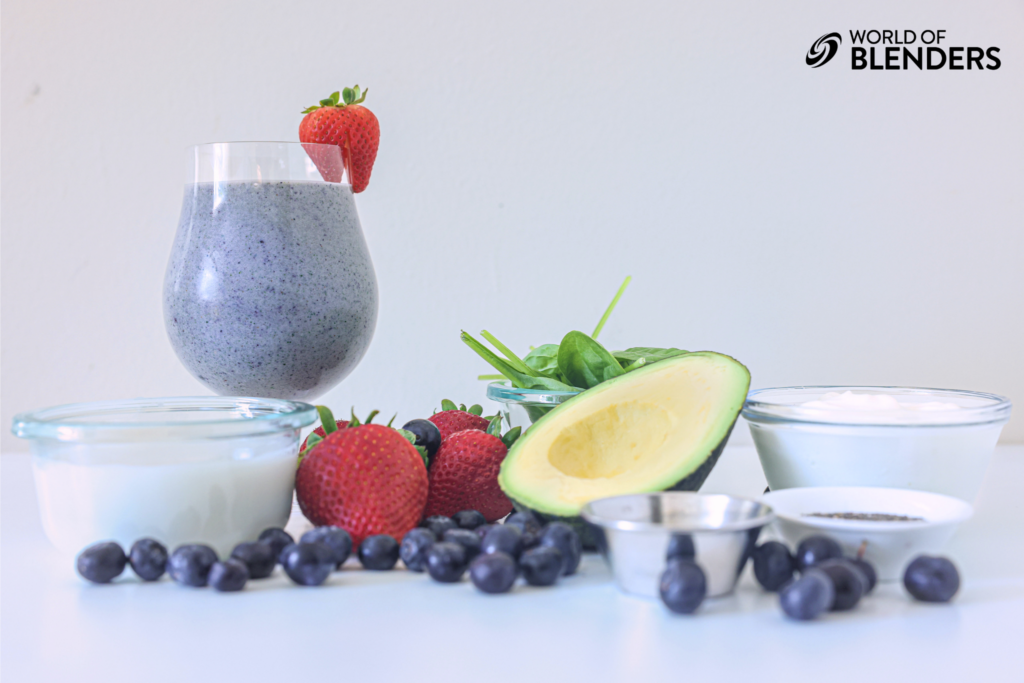 blueberry spinach smoothie ingredients and smoothie