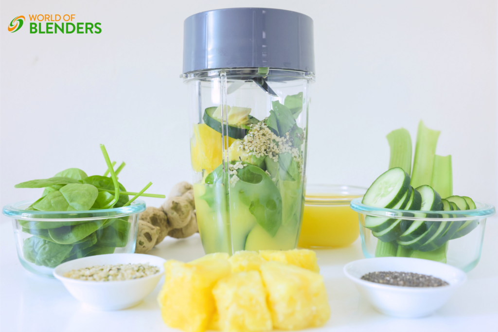 green detox smoothie ingredients in nutribullet blender