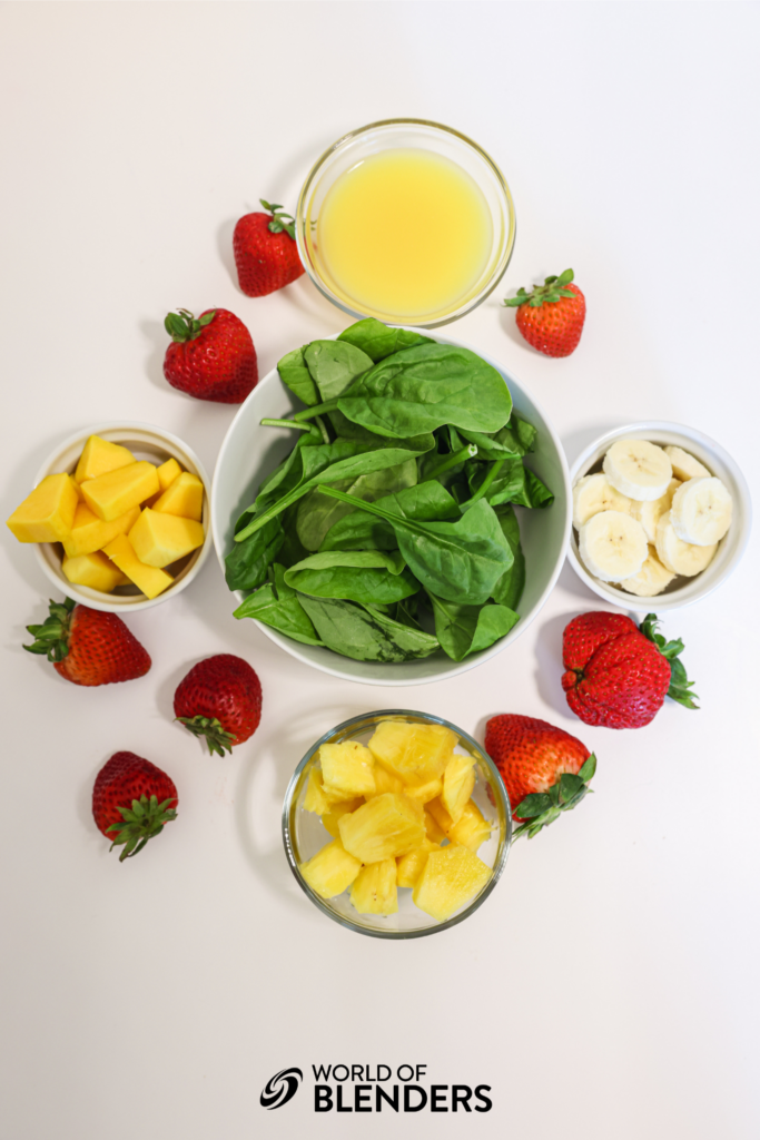 ingredients for tropical green smoothie