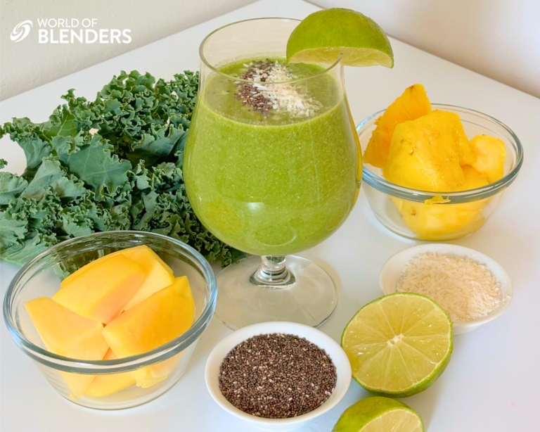 Healthy Mango Kale Smoothie (under 350 calories per serving!)